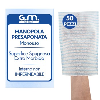50 Pezzi - Manopole Saponate, Monouso, in TNT di Alta Qualità, con Soffice Spugna Esterna