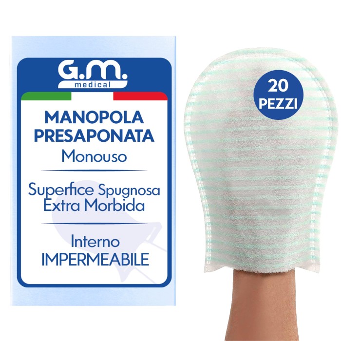 20 Pezzi - Manopole Saponate, Monouso, di Alta Qualità, Impermeabili all'Interno, con Soffice Spugna Esterna