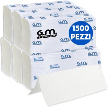 1500 Asciugamani Monouso Bulkysoft - 2 Veli in Pura Cellulosa - 6 Confezioni da 250 Pz - Piegatura a V - 21x21 cm