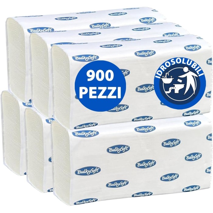 Asciugamani Monouso NO CLOG 2 Veli in Pura Cellulosa – 6 Confezioni da 150 Pz – Smaltibili nel WC – 20,5×24 cm – Piegatura a V