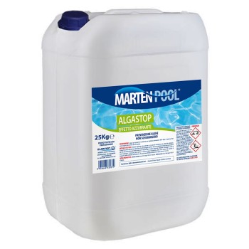 25 Kg - Algastop Antialghe Liquido di Altissima Qualità per Piscina non Schiumogeno Effetto Azzurrante