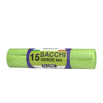 15 Pezzi – Sacchi N.U. Biocompostabili Verdi 70x70 cm, Resistenti ed Ecologici, Ideali per Umido Raccolta Differenziata