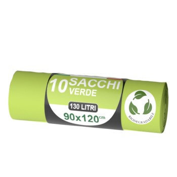 10 Pezzi – Sacchi N.U. Biocompostabili Verdi 90x120 cm, Resistenti ed Ecologici, Ideali per Umido Raccolta Differenziata