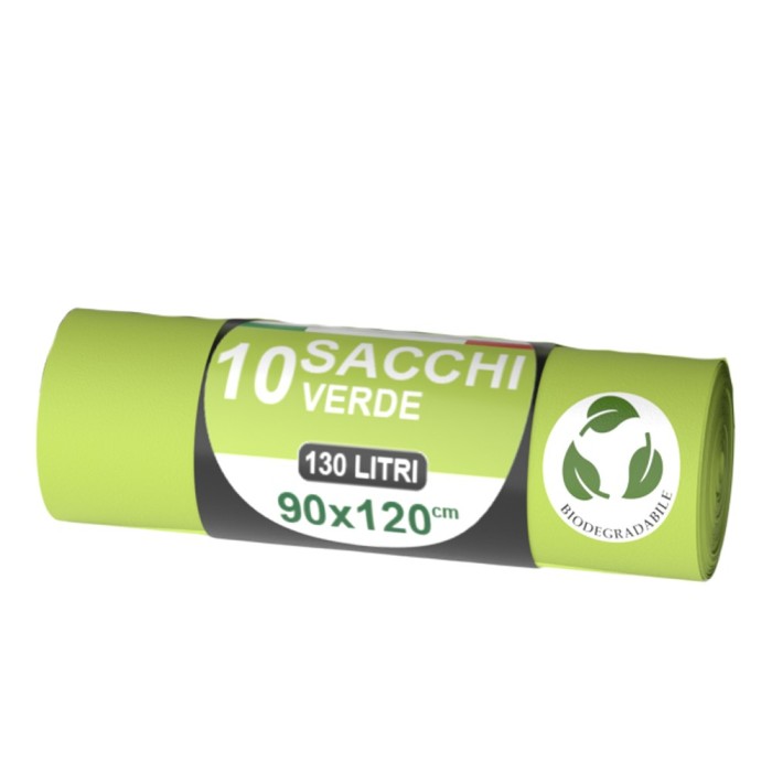 10 Pezzi – Sacchi N.U. Biocompostabili Verdi 90x120 cm, Resistenti ed Ecologici, Ideali per Umido Raccolta Differenziata