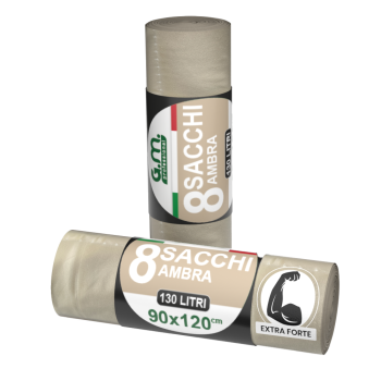 Sacchi Spazzatura Biodegradabili Ambra 90x120 cm – 130L Super Resistenti