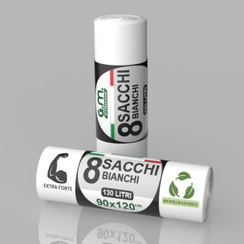 Sacchi Biodegradabili 90x120 cm – 130L Bianco Bio| Resistenti e Compostabili