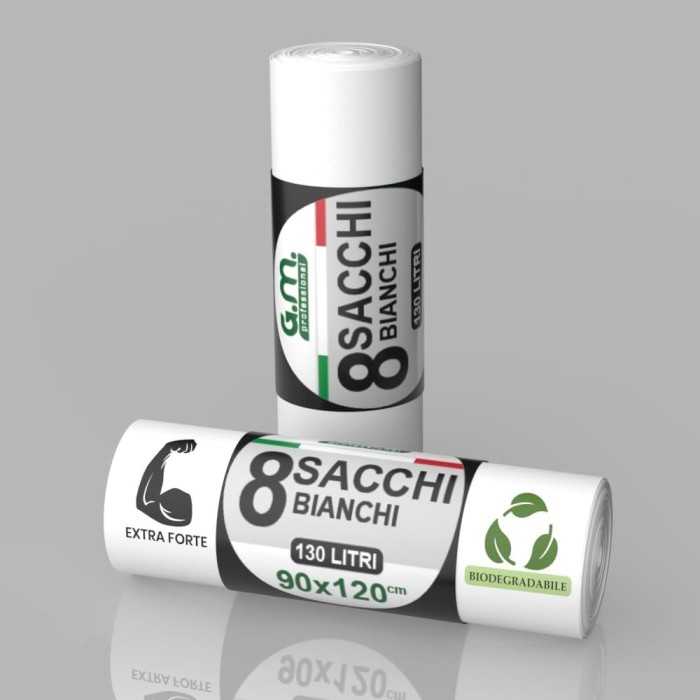 Sacchi Biodegradabili 90x120 cm – 130L Bianco Bio| Resistenti e Compostabili