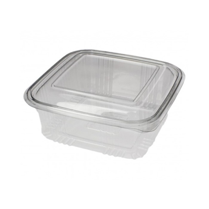 50 Pezzi – Vaschetta Quadrata Alta in PET con Coperchio 750 ml, Trasparenti e Resistenti, Ideali per Gastronomia