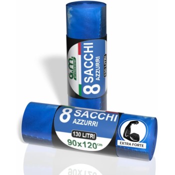 Sacchi Spazzatura Biodegradabili Azzurro 90x120 cm – 130L Super Resistenti