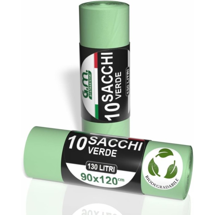 Sacchi Biodegradabili 90x120 cm – 130L Verde Bio | Resistenti e Compostabili