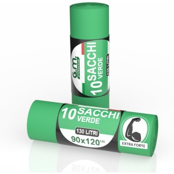 Sacchi Spazzatura Biodegradabili Verde 90x120 cm – 130L Super Resistenti