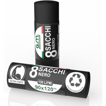 Sacchi Spazzatura Biodegradabili Nero 90x120 cm – 130L Super Resistenti