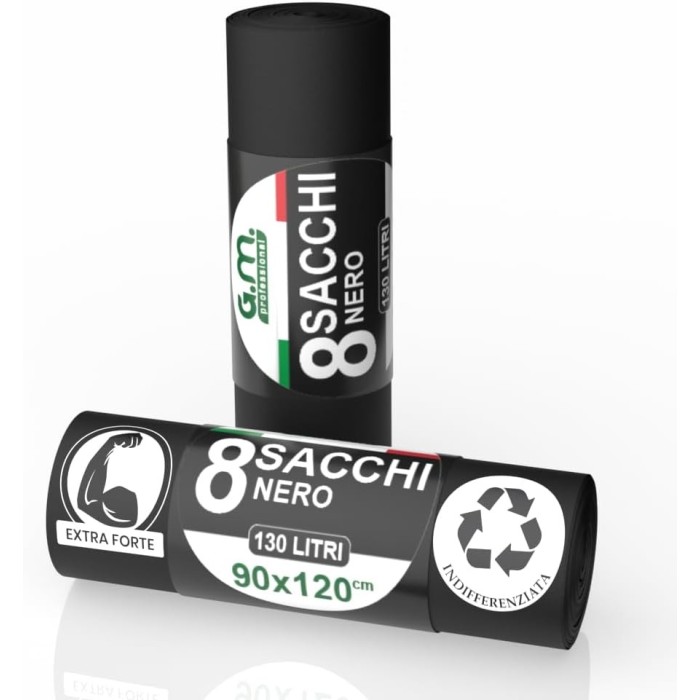 Sacchi Spazzatura Biodegradabili Nero 90x120 cm – 130L Super Resistenti