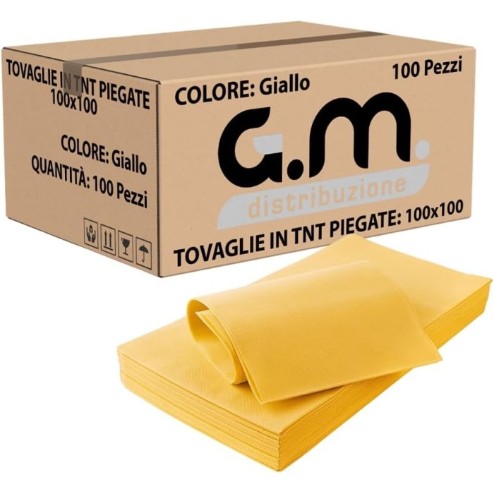 Coprimacchia TNT 100x100 cm – 100 Pezzi Giallo | Alta Qualità Monouso