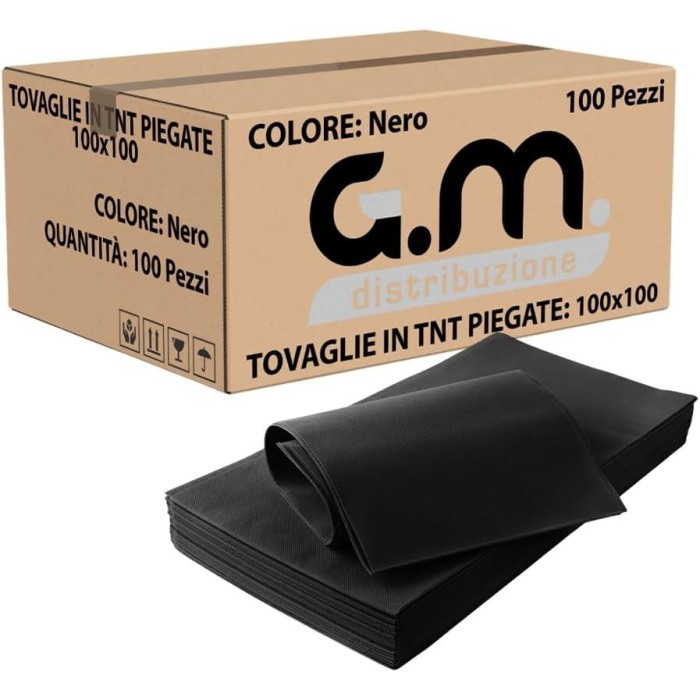 Coprimacchia TNT 100x100 cm – 100 Pezzi Nero | Alta Qualità Monouso