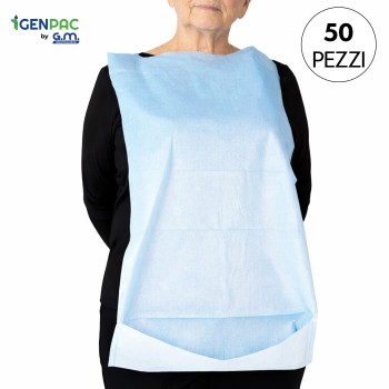 50 Bavagli Impermeabili 68x37 cm con Tasca e Colletto Rinforzato