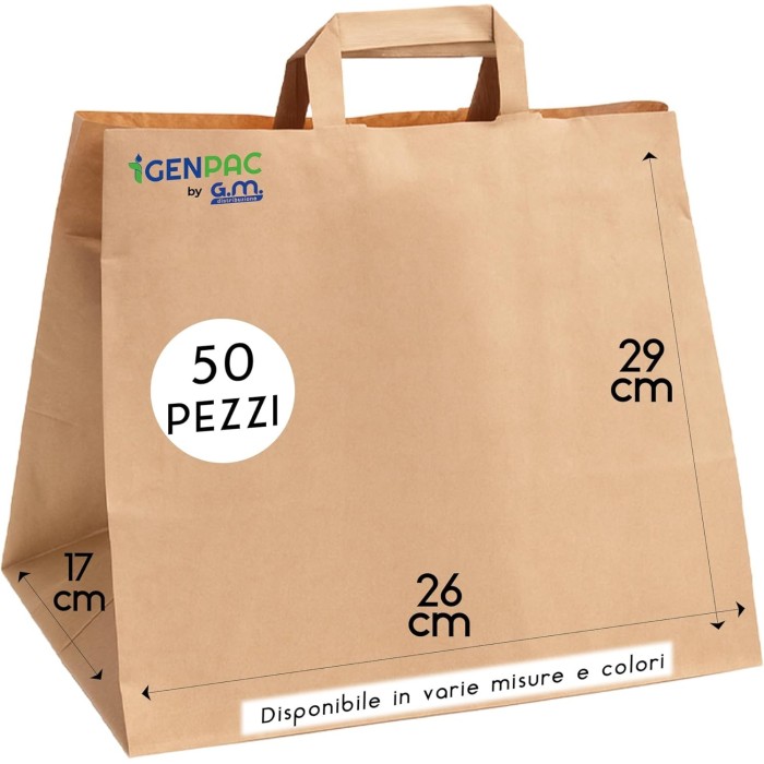 Shopper Asporto in Carta Avana con Manici per Take Away – Più Misure