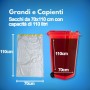 10 Pezzi - Sacchi Spazzatura Cm.70x110, 110 Litri, in LPDE Trasparenti con Maniglie, Ideali per Raccolta Differenziata