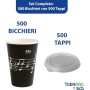 Kit 500 Bicchieri in Carta 350 ml con Coperchi Rigidi Senza Foro