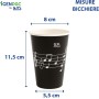 Kit 500 Bicchieri in Carta 350 ml con Coperchi in Carta Fantasia Musicale