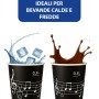 Kit 500 Bicchieri in Carta 350 ml con Coperchi in Carta Fantasia Musicale