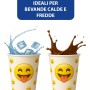 Kit 500 Bicchieri in Carta 300 ml Fantasia Emoji con Coperchi a Croce