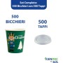 Kit 500 Bicchieri Natalizi in Carta Bio Compostabile 75 ml con Coperchi Rigidi
