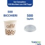 Kit 500 Bicchieri Carta Bio Compostabile 75 ml con Coperchi Rigidi