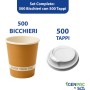 Kit 500 Bicchieri Cappuccino 210 ml con Coperchi in PS a Beccuccio
