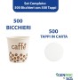 Kit 500 Bicchieri Carta Bio Compostabile 75 ml con Coperchi in Carta