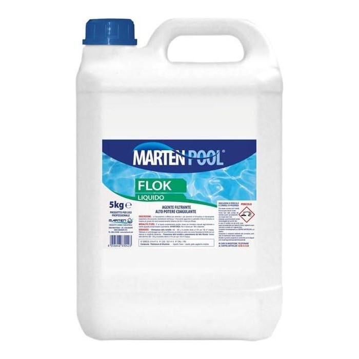 1 Pezzo - Tanica Marten Poll da 5 Kg, Flocculante Liquido per Piscine.
