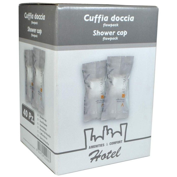 40 Pezzi - Cuffia Doccia Bianca Karisma Flow Pack | Accessori Linea Cortesia Hotel