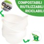 50 Pezzi - Ciotole Tonde Bianche in Cellulosa, 350 ml, 15 cm, per Cibi Caldi e Freddi, Adatte al Microonde, BIO e Compostabili.