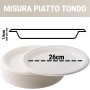 50 Pezzi - Piatti Tondi Bianchi in Cellulosa, 26 cm, per Cibi Caldi e Freddi, Impermeabili, Microonde, BIO e Compostabili.