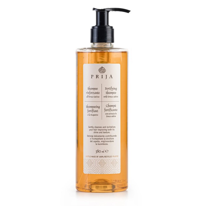 1 Pezzo - Shampoo e Sapone Liquido Prija 380 ml, Vitalizzante al Ginseng, per Pelle Liscia e Capelli Setosi.